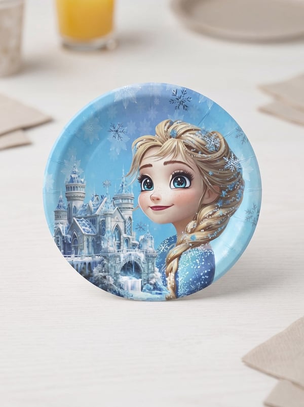 Kar Prensesi Temalı Kağıt Tabak – Doğum Günü Parti Tabağı 8'li - Frozen (Karlar Ülkesi) & Elsa | Parti Adresi