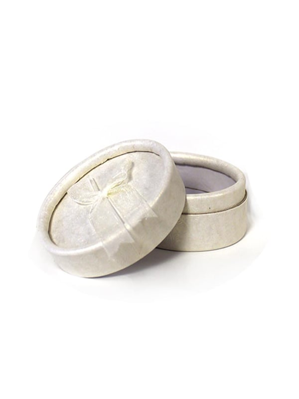 Karton Takı Hediye Kutusu Fiyonklu Şeker Kutusu Oval Yüzük Hediye Kutusu Krem 6x3,5 Cm 24'lü
