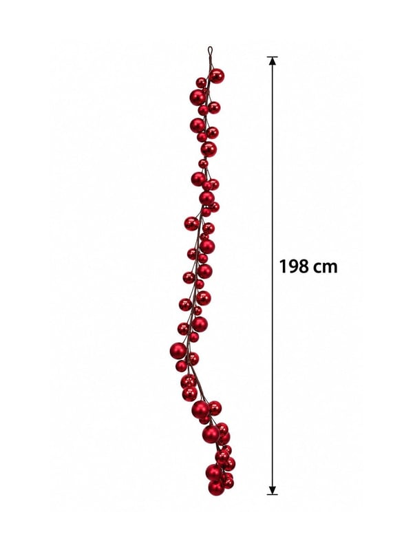 Kırmızı Yılbaşı Toplu Garland 198 cm – Yılbaşı Sarkıt Dekoru Kapı Duvar ve Masa Süsü - Yılbaşı Dekor Süsleri | Parti Adresi