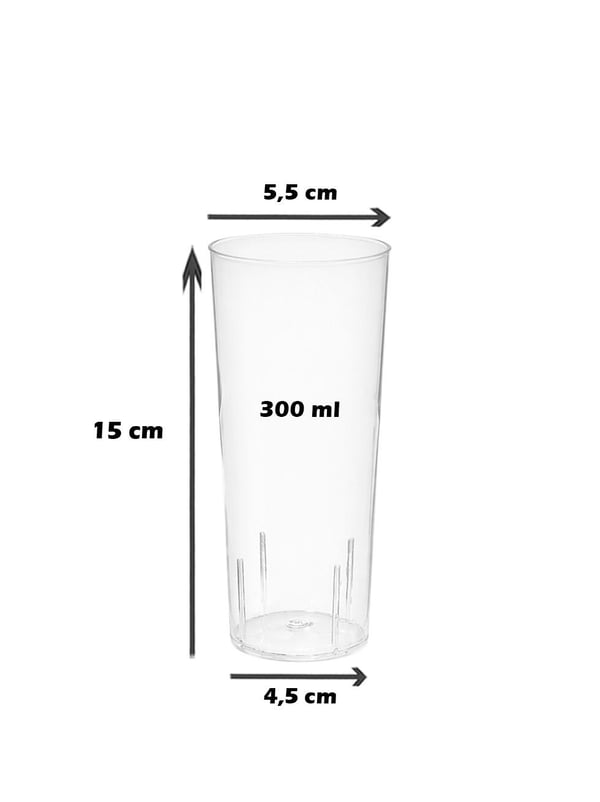 Kokteyl Bardağı Şeffaf 300 Ml 6'Lı - Plastik Bardaklar | Parti Adresi