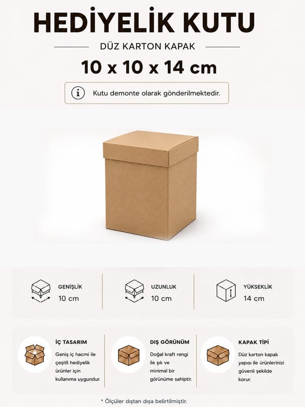 Kraft Kutu Karton Hediye Kutusu 10X10X14 Cm - Kraft ve Asetat Kutular | Parti Adresi