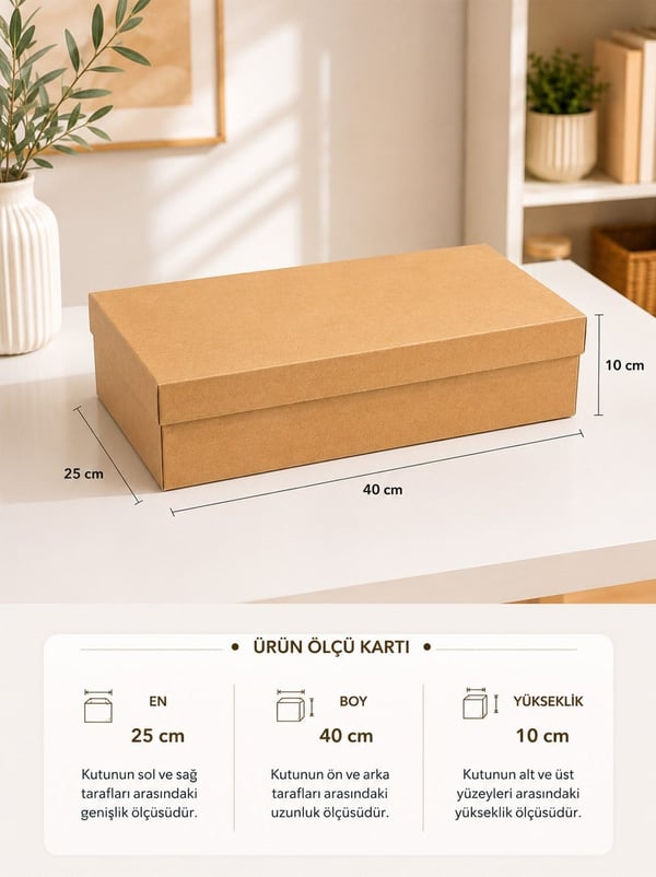 Kraft Kutu Karton Hediye Kutusu 25X40X10 Cm - Kraft ve Asetat Kutular | Parti Adresi
