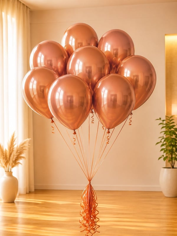 Krom Balon Parlak Parti Balonu Bakır 12 inc 5'li - Krom Balon | Parti Adresi