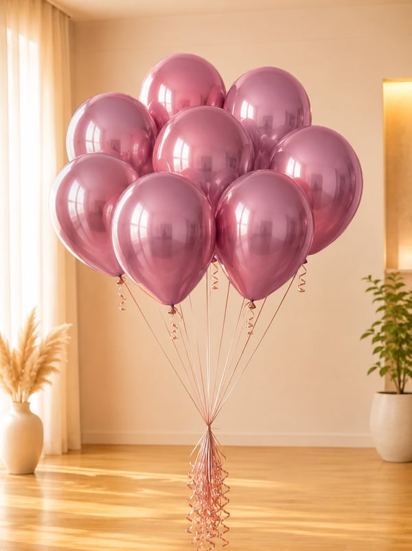 Krom Balon Parlak Parti Balonu Pembe 12 inc - 30 cm 5'li - Krom Balon | Parti Adresi