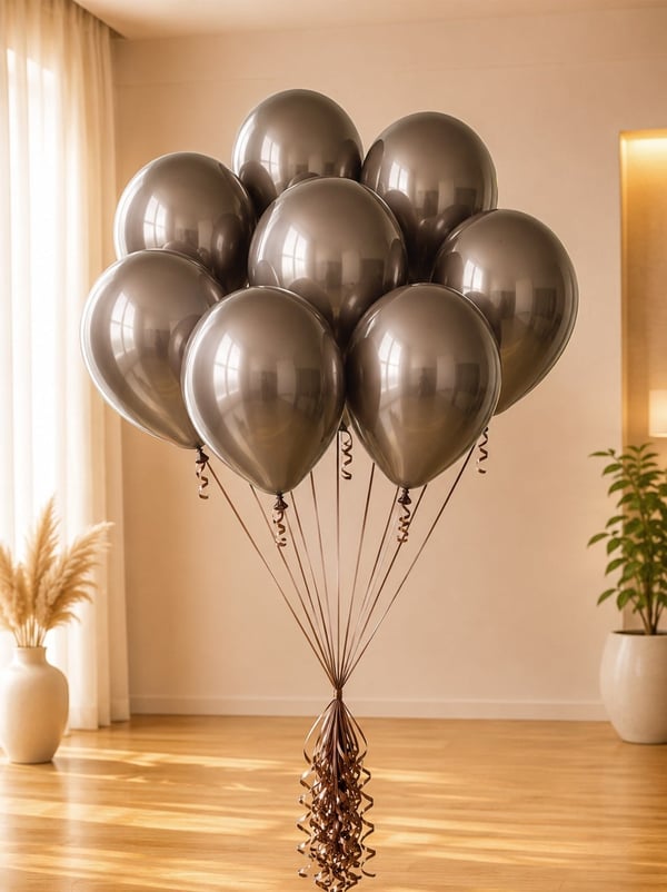 Krom Balon Parlak Parti Balonu Truffle Renk 12 inc 5'li - Krom Balon | Parti Adresi