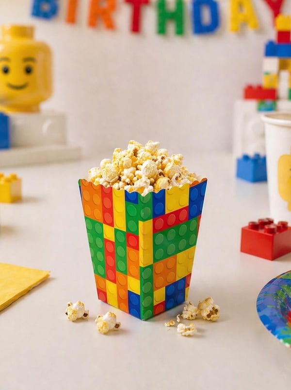 Lego Temalı Karton Mısır Kutusu Popcorn Kutusu  - Mısır Kutuları | Parti Adresi