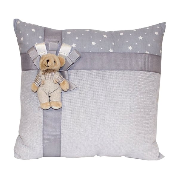Linen Ayıcıklı Yastık Gri