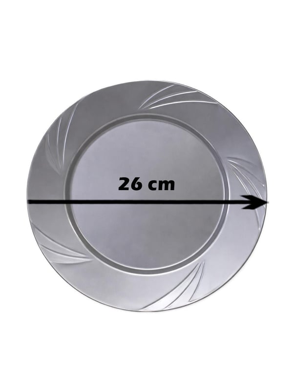 Lüks Plastik Mika Tabak 6'lı 26 Cm Gümüş - Lüks Plastik Tabaklar | Parti Adresi