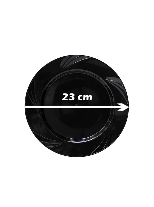Lüks Plastik Mika Tabak Siyah 23 Cm 6'lı - Lüks Plastik Tabaklar | Parti Adresi