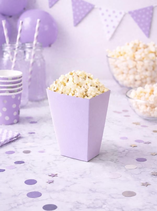 Makaron Lila Patlamış Mısır Kutusu Popcorn Kutusu 8'li - Mısır Kutuları | Parti Adresi