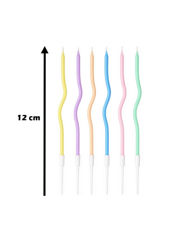 Makaron Renkli Sprial Pasta Mumları – Doğum Günü Parti Mumu 12 cm 6'lı - Doğum Günü Mumları | Parti Adresi