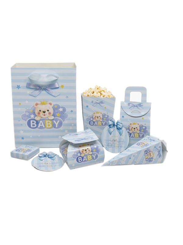 Mavi Ayıcıklı Baby Parti Seti – 80 Parça Bebek Doğum Günü & Mevlüt Seti - Hediye Kutuları | Parti Adresi