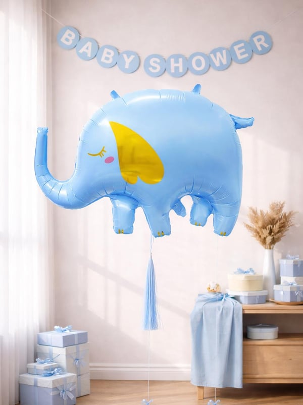 Mavi Fil Folyo Balon Bebek Partisi Balonu 84 cm - Parti Balonu | Parti Adresi