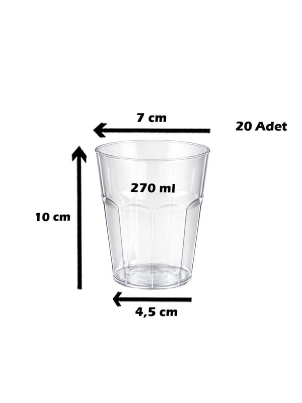 Meşrubat Bardağı Mika Plastik Bardak 270 ml 20'li - Plastik Bardaklar | Parti Adresi