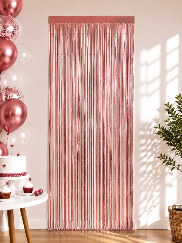 Metalize Parti Perdesi Kapı ve Fon Perdesi Rosegold - Parti Perdesi | Parti Adresi