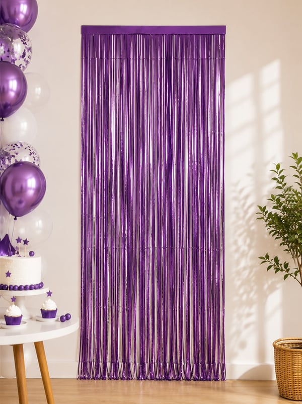 Metalize Parti Perdesi Kapı ve Fon Perdesi Mor 90X200 - Parti Perdesi | Parti Adresi