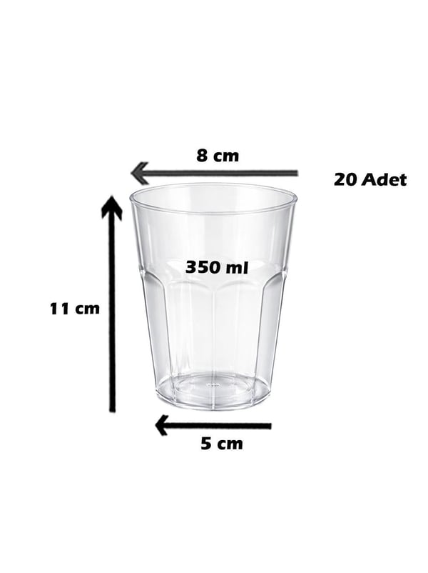 Mika Plastik Bardak Şeffaf Meşrubat Bardağı 350 ml 20'li  - Plastik Bardaklar | Parti Adresi