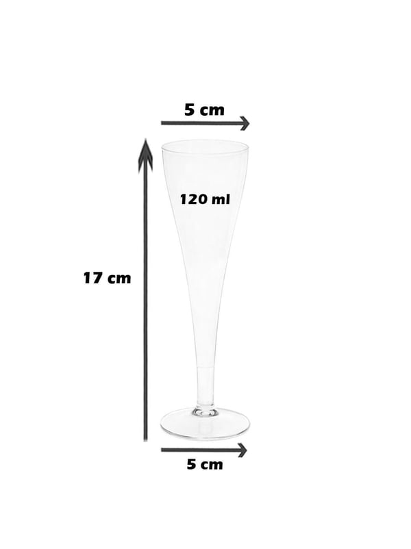 Mika Şampanya Kadehi 120 CC – 6'lı Plastik Flüt Bardak - Plastik Kadehler | Parti Adresi