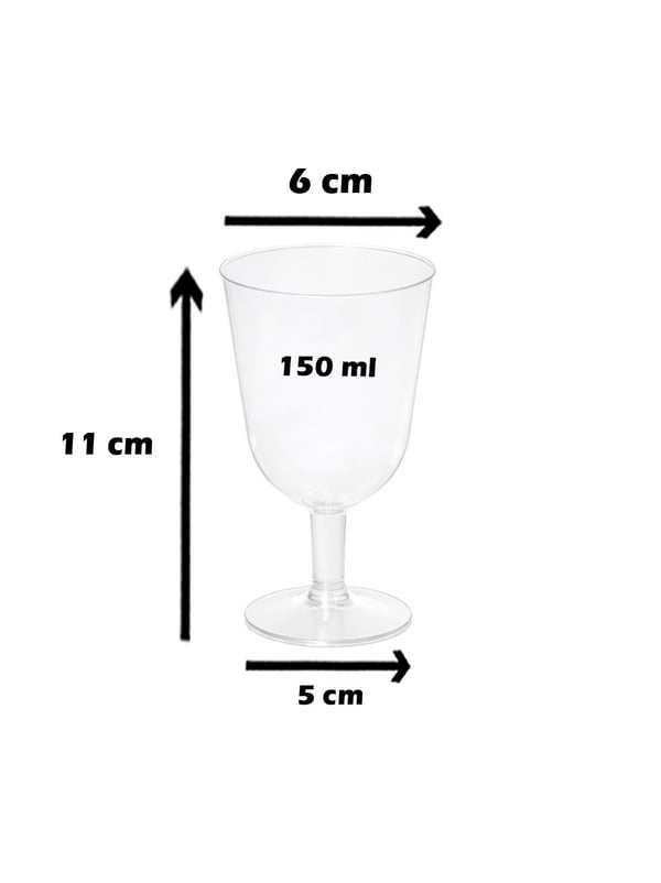 Mini Şarap Kadehi Şeffaf  Ayaklı 6'Lı - Plastik Kadehler | Parti Adresi