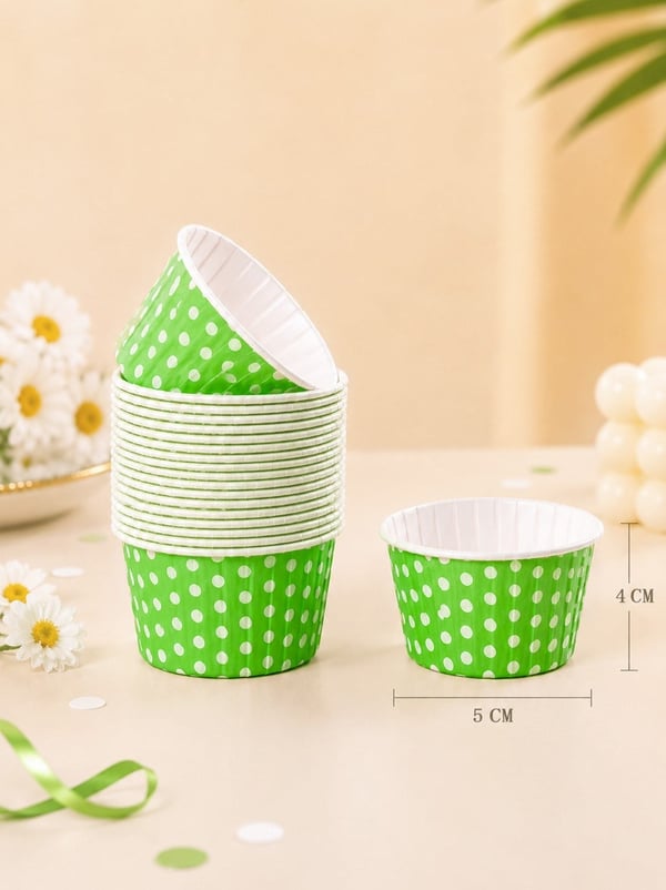 Muffin Kek Kapsülü Yeşil Puantiyeli Kağıt Cupcake Kalıbı 25'Li - Kağıt Kek Kalıpları | Parti Adresi