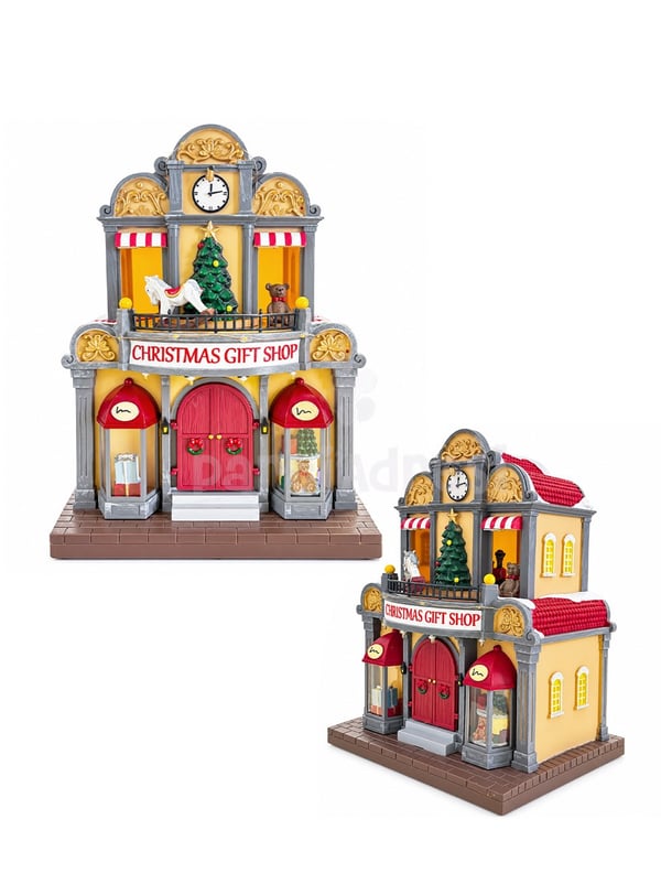 Müzikli Hareketli Işıklı Yılbaşı Dekoru Christmas Gift Shop 32 cm - Yılbaşı Dekor Süsleri | Parti Adresi