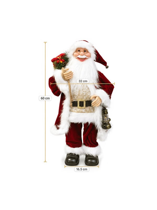 Müzikli Hareketli Noel Baba Yılbaşı Dekoru 60 cm – Fenerli Dekoratif Christmas Figürü - Noel Baba/Kardan Adam | Parti Adresi