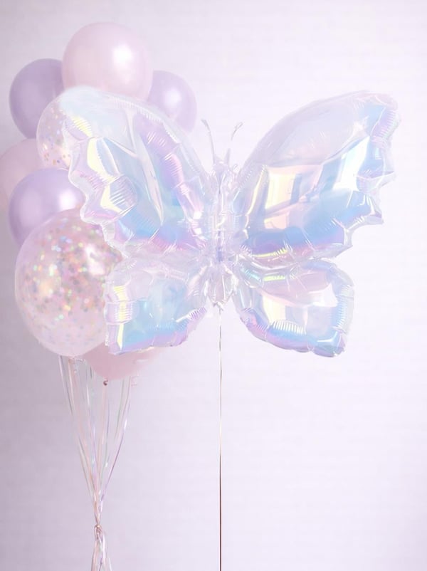 Pastel Hologram Kelebek Folyo Balon – Parti & Doğum Günü Süslemesi 88 cm - Parti Balonu | Parti Adresi