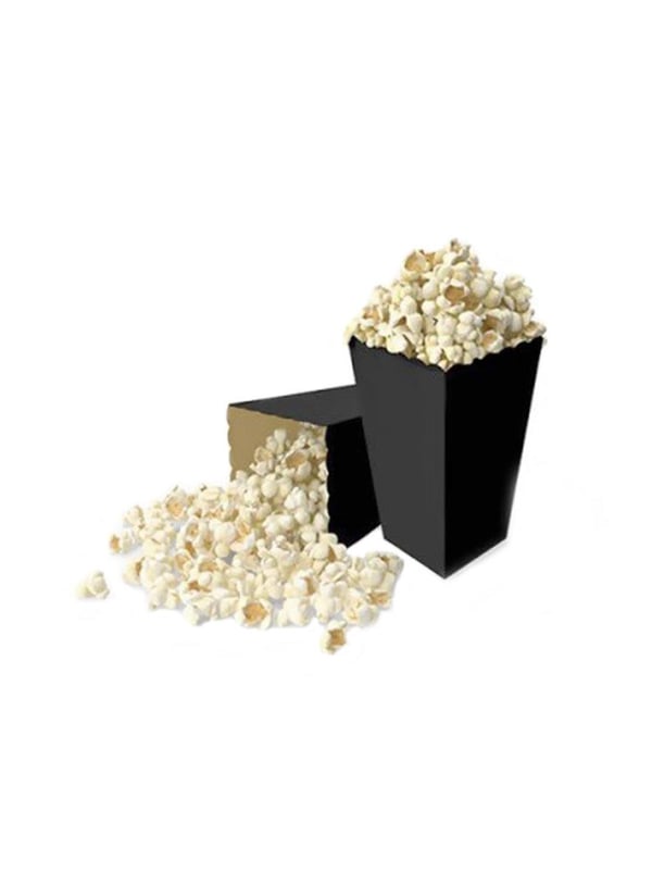 Patlamış Mısır Kutusu Popcorn Kutusu Siyah 8'Li - Mısır Kutuları | Parti Adresi
