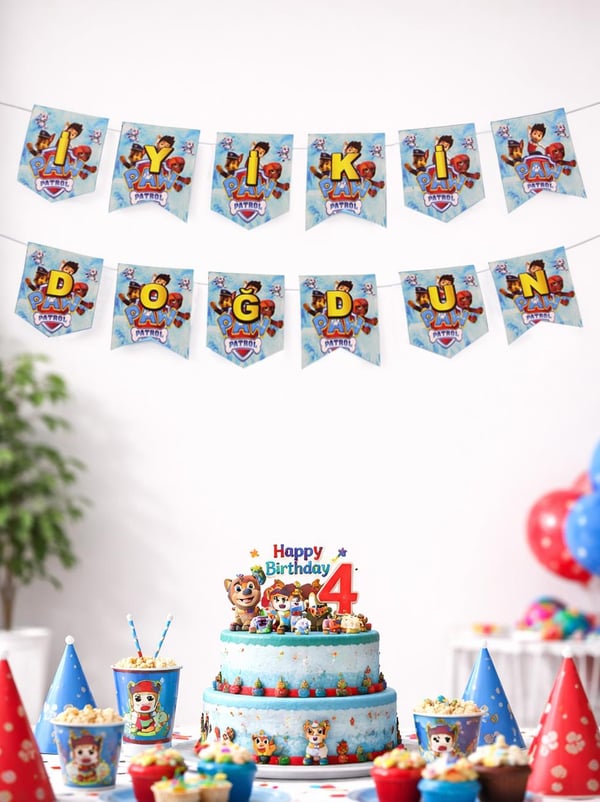 Paw Patrol Temalı İyi Ki Doğdun Banner – Erkek Çocuk Doğum Günü Dekoru - Paw Patrol | Parti Adresi