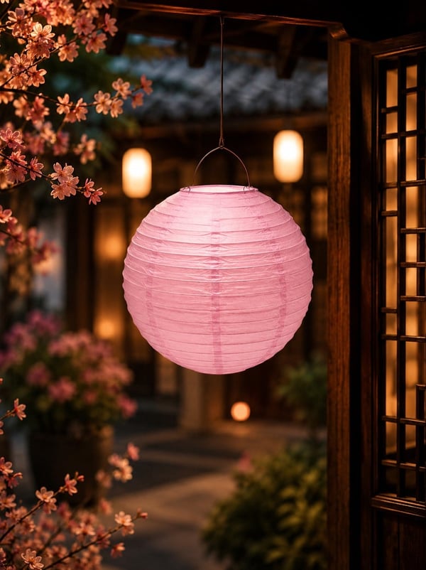 Pembe Japon Feneri Kağıt Süs Dekoratif Parti Feneri 25 cm - Kağıt Süsler | Parti Adresi