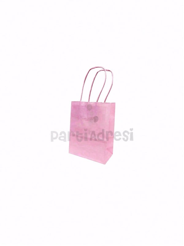 Pembe Mini Boy Kağıt Çanta – Hediye Çantası 10x15x5 cm 12'li - Kraft ve Düz Renk Karton Çanta | Parti Adresi