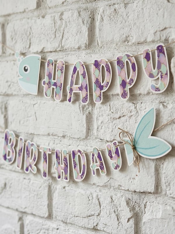 Pırıltılı Deniz Kızı Happy Birthday Banner - Deniz Kızı | Parti Adresi