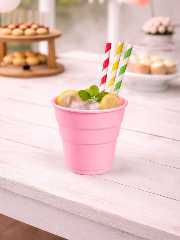 Plastik Bardak Pembe Renk 25'Li - Plastik Bardaklar | Parti Adresi