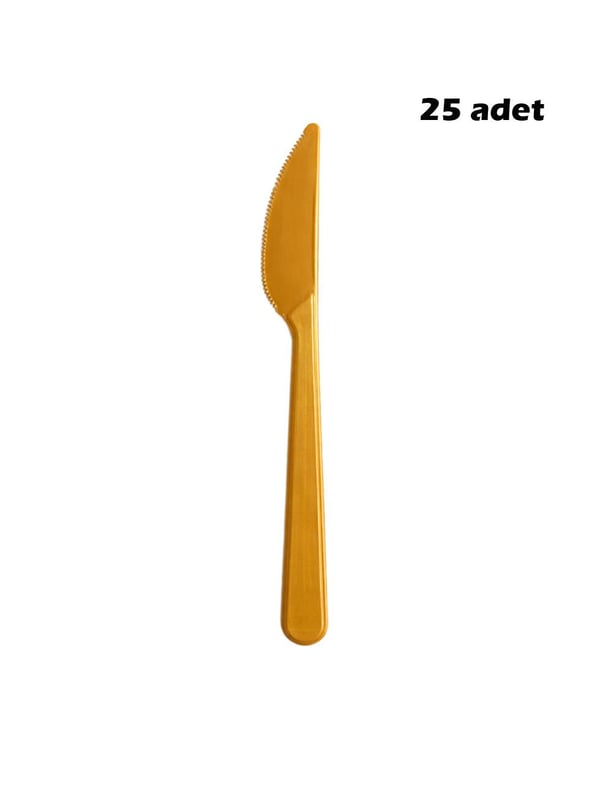 Plastik Bıçak Altın Renkli 25'Li - Çatal & Kaşık & Bıçak | Parti Adresi