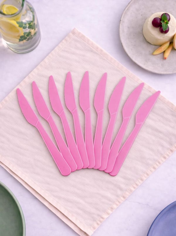 Plastik Bıçak Pembe 25'Li - Çatal & Kaşık & Bıçak | Parti Adresi