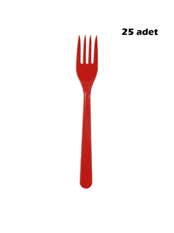 Plastik Çatal Kırmızı 25'li - Çatal & Kaşık & Bıçak | Parti Adresi
