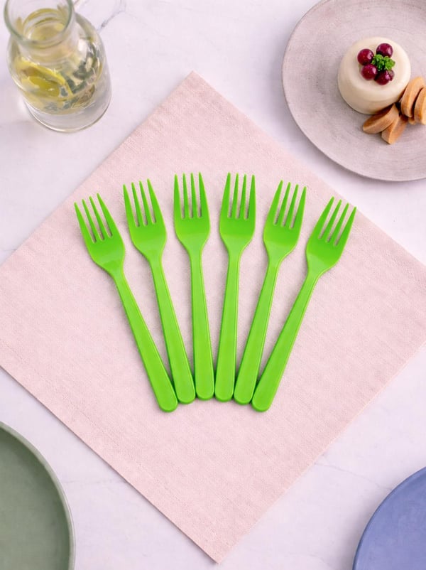 Plastik Çatal Yeşil  25'Li - Çatal & Kaşık & Bıçak | Parti Adresi