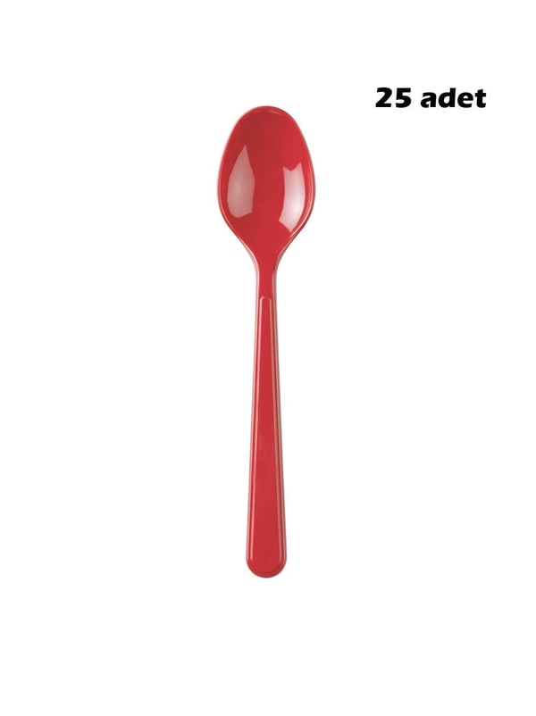 Plastik Kaşık Kırmızı 25'li - Çatal & Kaşık & Bıçak | Parti Adresi