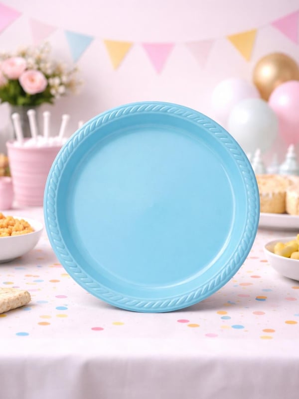 Plastik Tabak Açık Mavi Renk 25'Li - Plastik Tabaklar | Parti Adresi