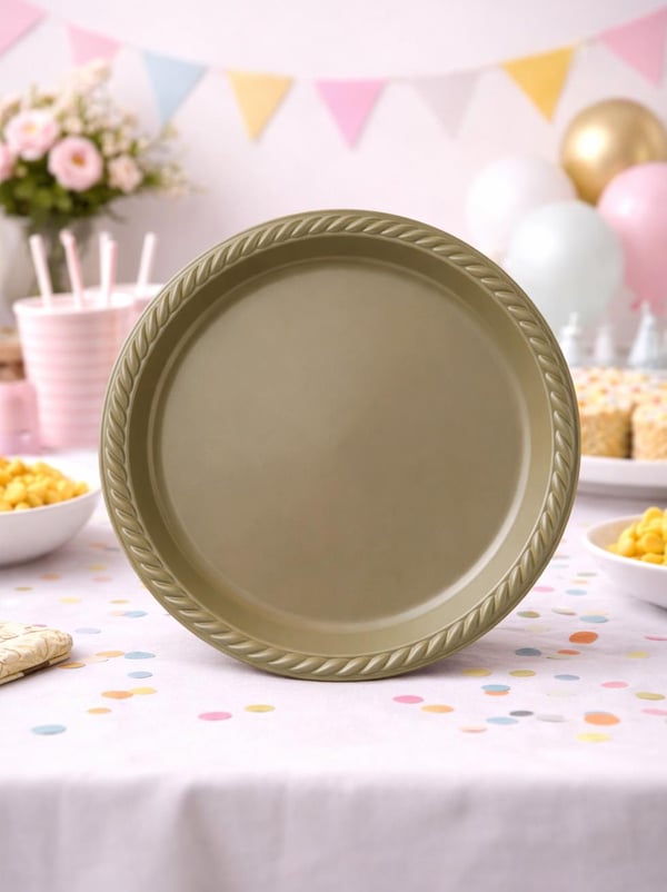 Plastik Tabak Altın Renkli 22 Cm 25'li  - Plastik Tabaklar | Parti Adresi