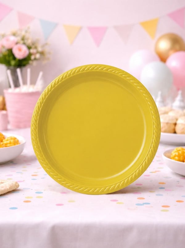 Plastik Tabak Doğum Günü Parti Tabağı Sarı 21 cm 25'li - Plastik Tabaklar | Parti Adresi