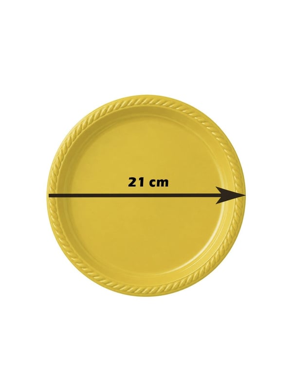 Plastik Tabak Doğum Günü Parti Tabağı Sarı 21 cm 25'li - Plastik Tabaklar | Parti Adresi