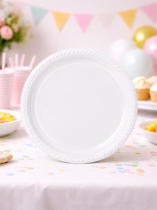Plastik Tabak Doğum Günü Parti Tabağı Beyaz 21 cm 25'li - Plastik Tabaklar | Parti Adresi
