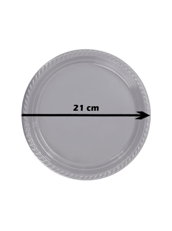 Plastik Tabak Gümüş Renk 25'Li - Plastik Tabaklar | Parti Adresi