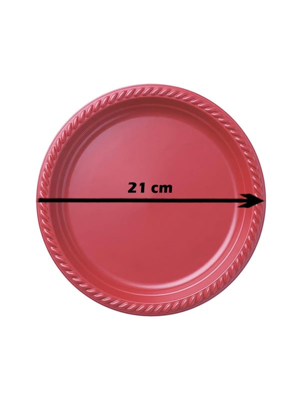 Plastik Tabak Kırmızı Renk 25'Li - Plastik Tabaklar | Parti Adresi