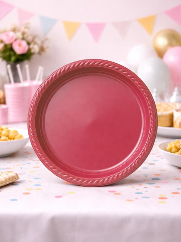 Plastik Tabak Kırmızı Renk 25'Li - Plastik Tabaklar | Parti Adresi