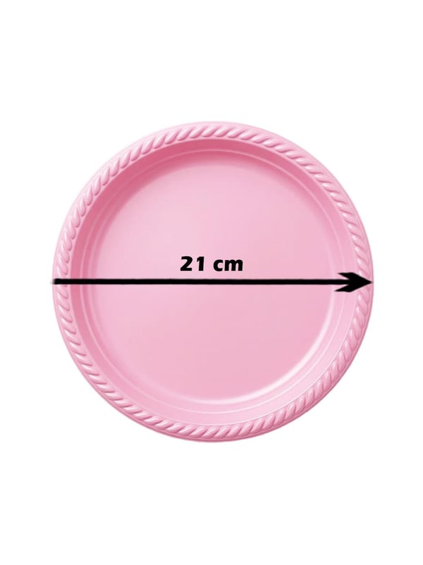 Plastik Tabak Pembe Renk 25'Li - Plastik Tabaklar | Parti Adresi