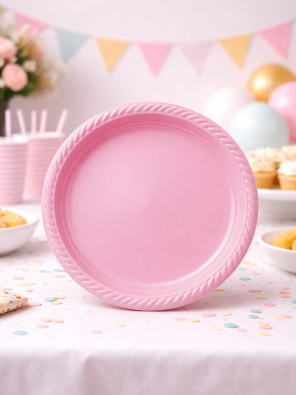 Plastik Tabak Pembe Renk 25'Li - Plastik Tabaklar | Parti Adresi
