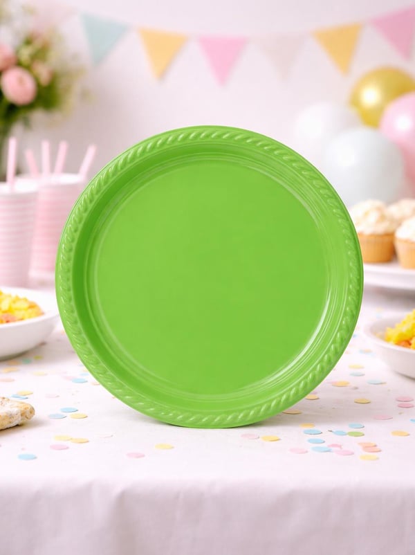 Plastik Tabak Yeşil Renk 25'Li - Plastik Tabaklar | Parti Adresi