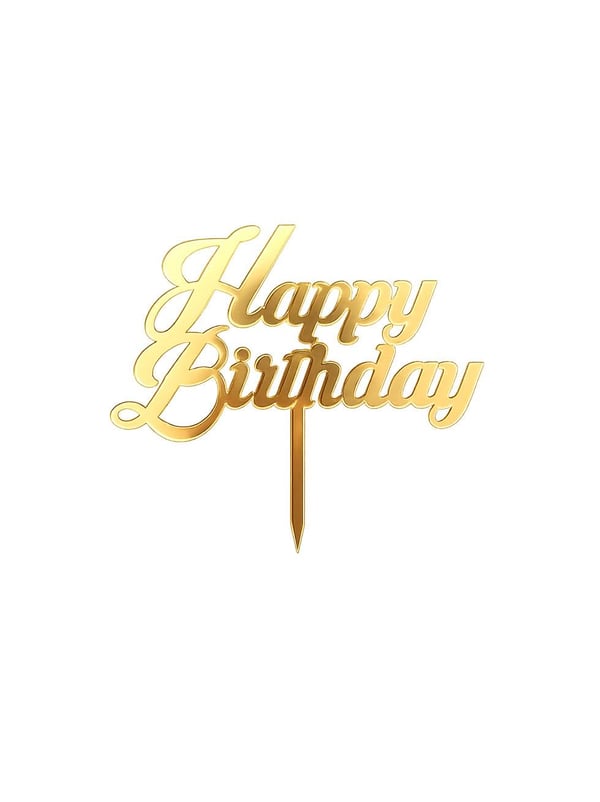Pleksi Happy Birthday Pasta Süsü Altın - Pasta Süsleri | Parti Adresi